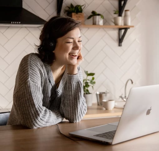 a woman video calling